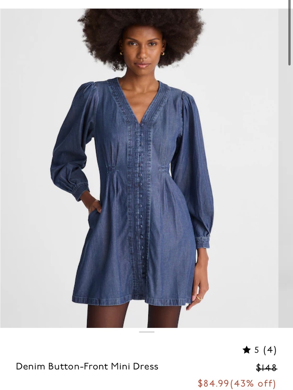 🌼 NWOT Madewell Indigo Blue Button-Front Denim Dress size 2 Cottagecore - Picture 11 of 11